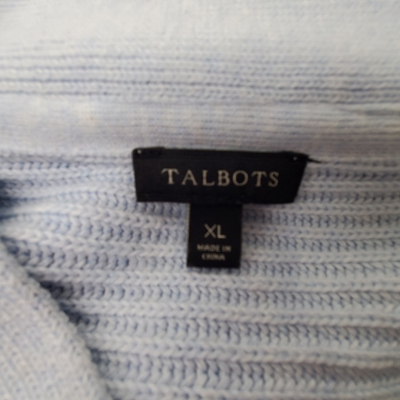 TALBOTS Light Blue V-Neck Tunic Sweater Cotton Cashmere Sz XL High Low Hem - Picture 4 of 5